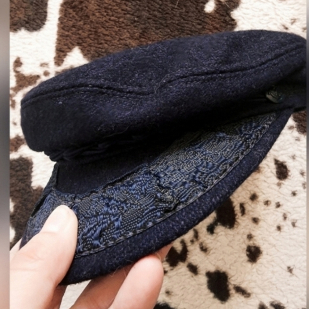 Women’s Navy Wool Baker Boy Cap